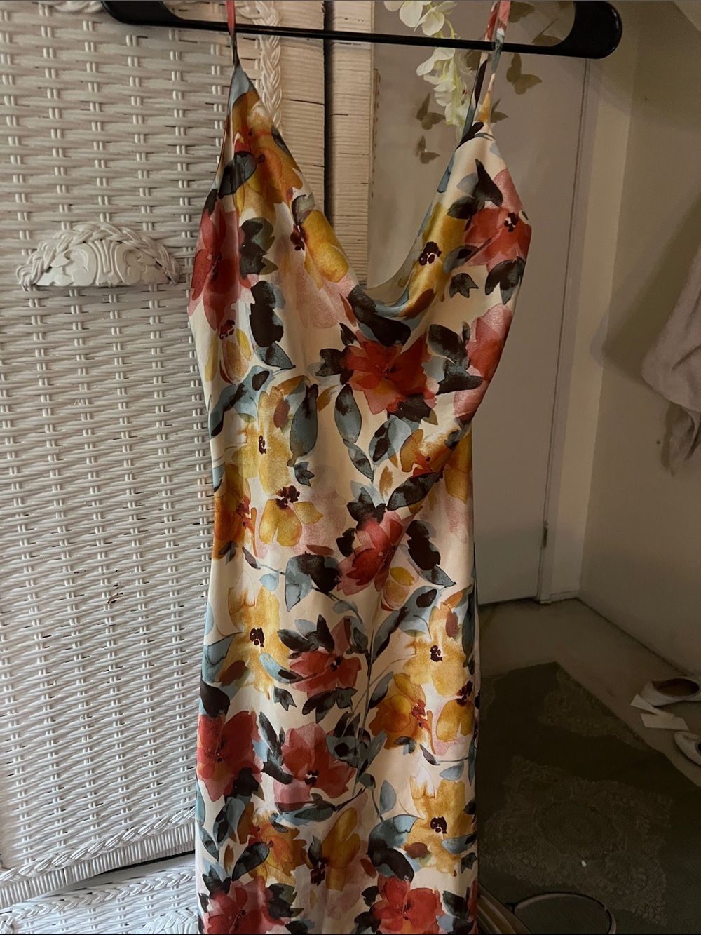 Inspired Hearts Cream Floral Slip Dress with Yellow & Red Accents